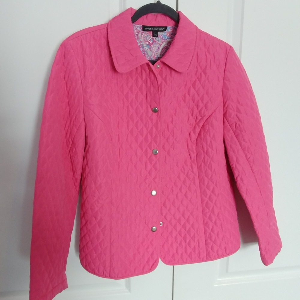 Briggs New York Quilted Jacket Women's Size Large, Lightweight, Berry Pink. EUC.